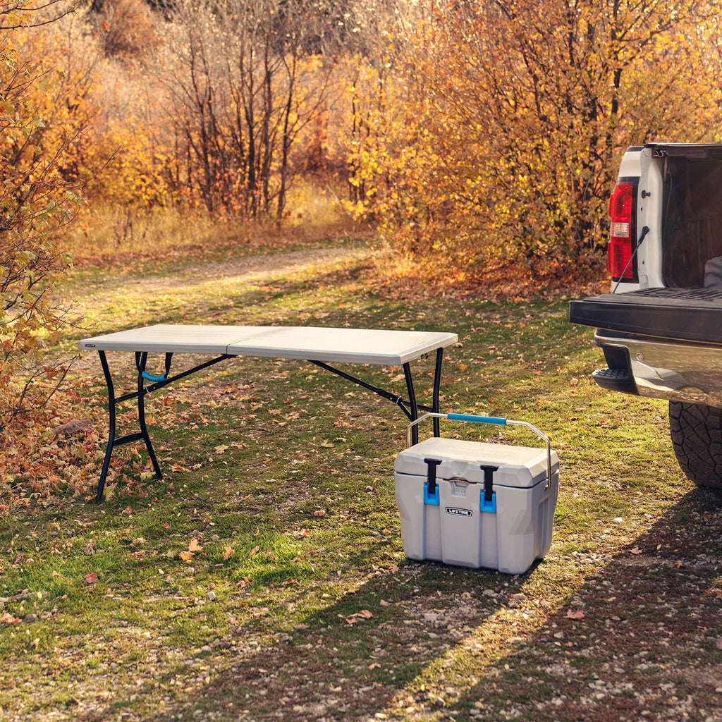 “Lifetime 5-Foot Fold-in-Half Table – Portable Indoor/Outdoor Utility Table for Camping, Events & Tailgating – Gray