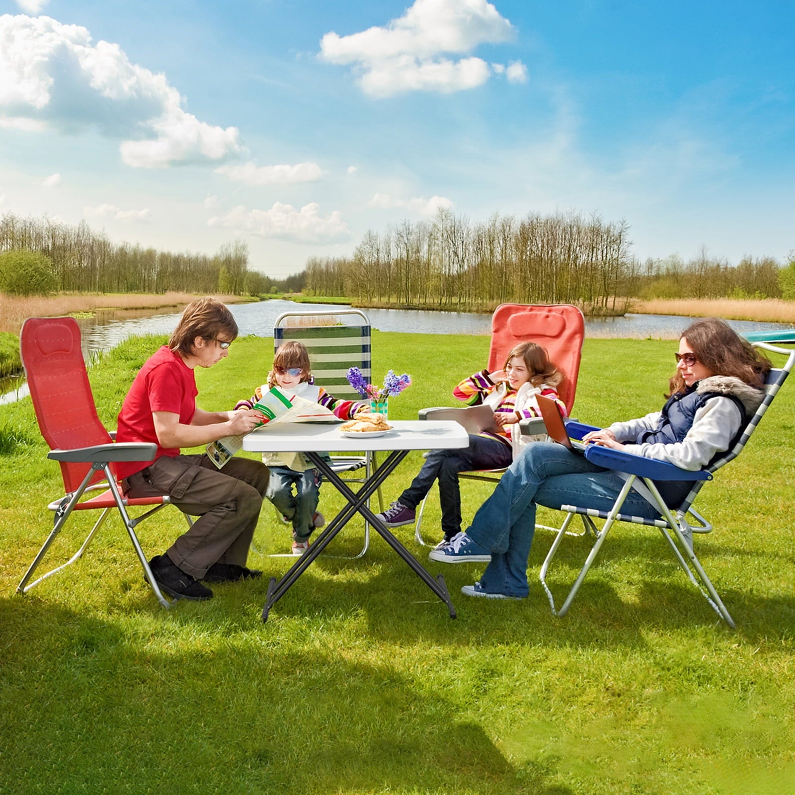 WASUHE 30 Small Folding Table, Height Adjustment Tv Tray Table, Practical Portable Tv Dinner Table for Eating, Sofa, Indoor/Outdoor, White