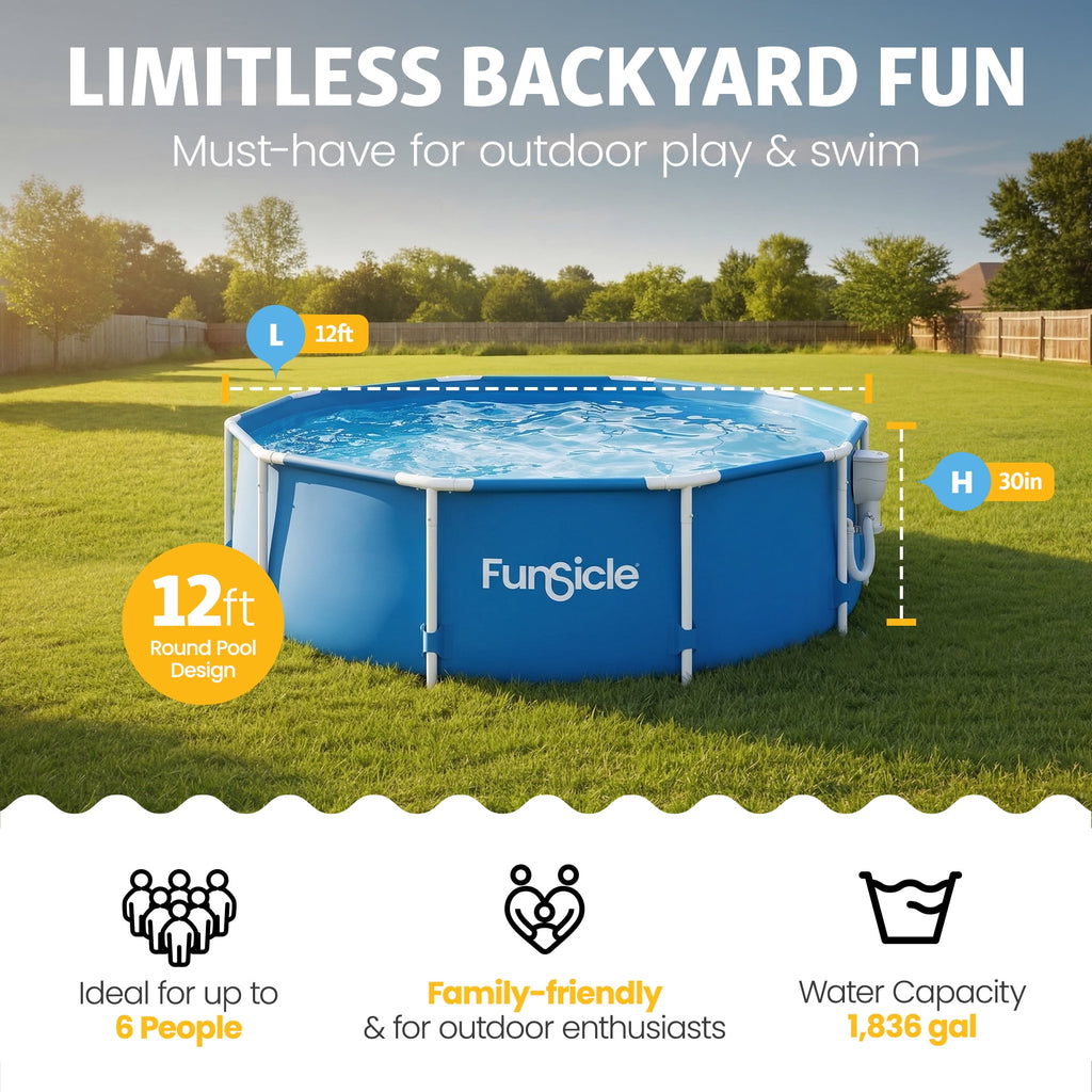 Funsicle 8' x 30 Outdoor Activity Round Frame Above Ground Swimming Pool Set