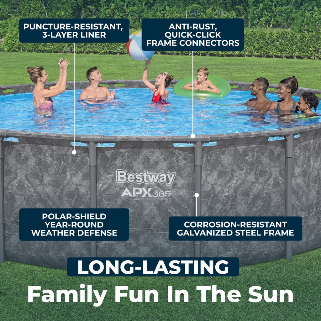 Bestway APX 365 18'x52 Metal Frame Above Ground Pool w/ Sand Filter Pump, Ladder & Cover