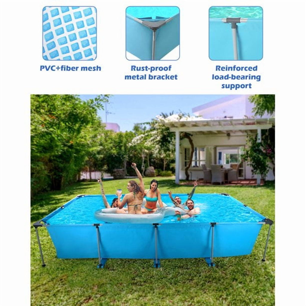GASKY 15FT Swimming Pool Metal Frame Rectangular Frame Outdoor Backyard Above Ground Family Teenagers Splash