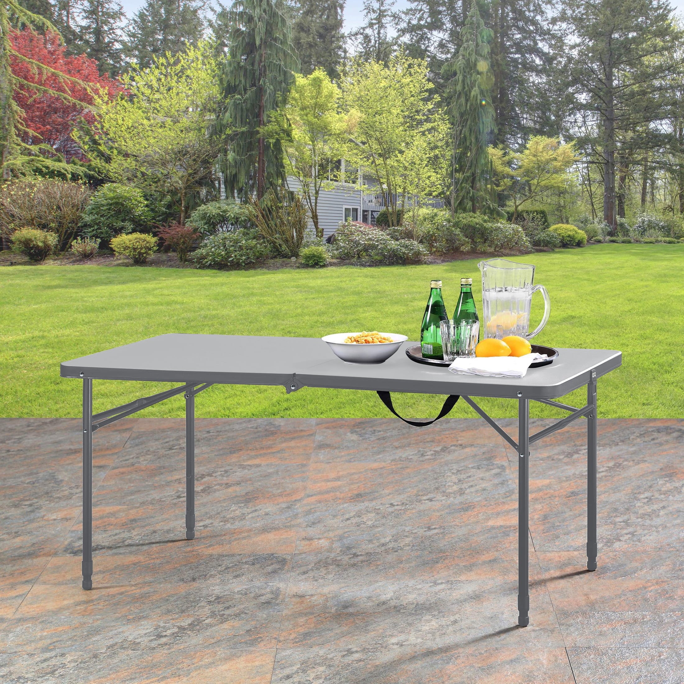 Mainstays 4' Adjustable Height Centerfold Folding Table, Black