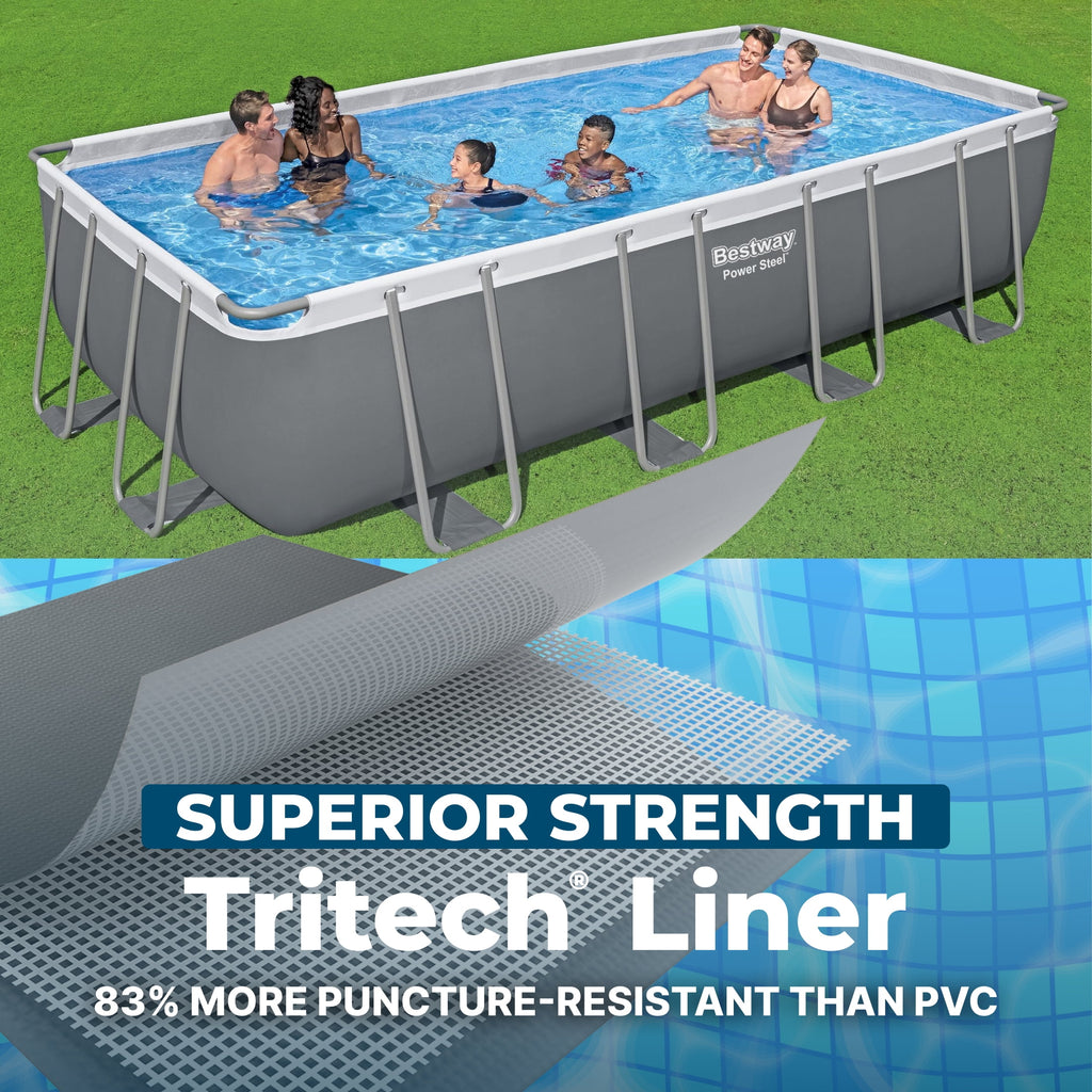 Bestway Power Steel 24’ x 12' x 52” Metal Frame Above Ground Pool, Gray