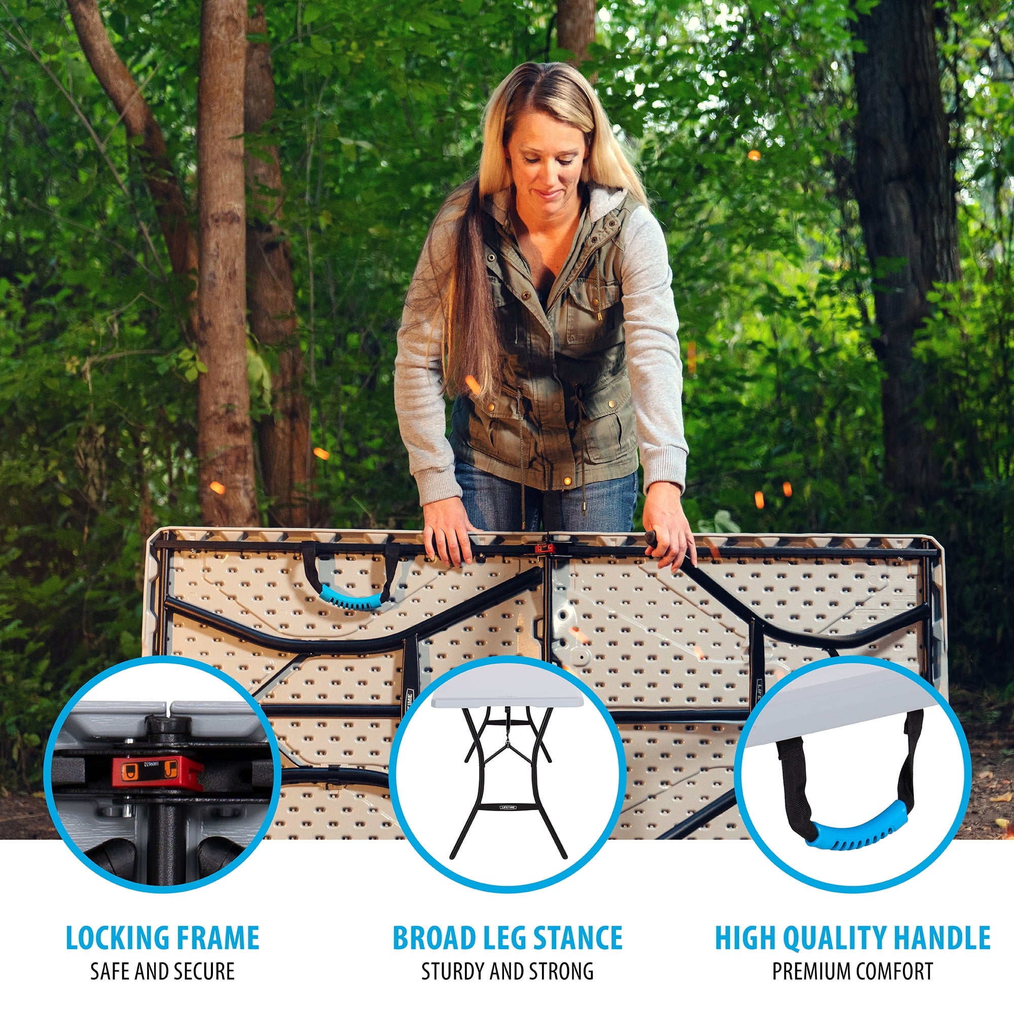 “Lifetime 5-Foot Fold-in-Half Table – Portable Indoor/Outdoor Utility Table for Camping, Events & Tailgating – Gray
