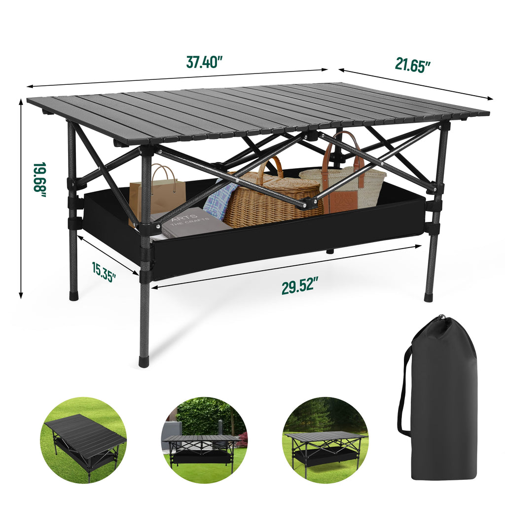 AMTPM Folding Camping Table Portable Outdoor Table(No Net Bag), Lightweight 0.5mm Steel Lightweight Camping Table,   for Indoor & Outdoor Picnic Hiking, Backpacking, Beach，37x 22