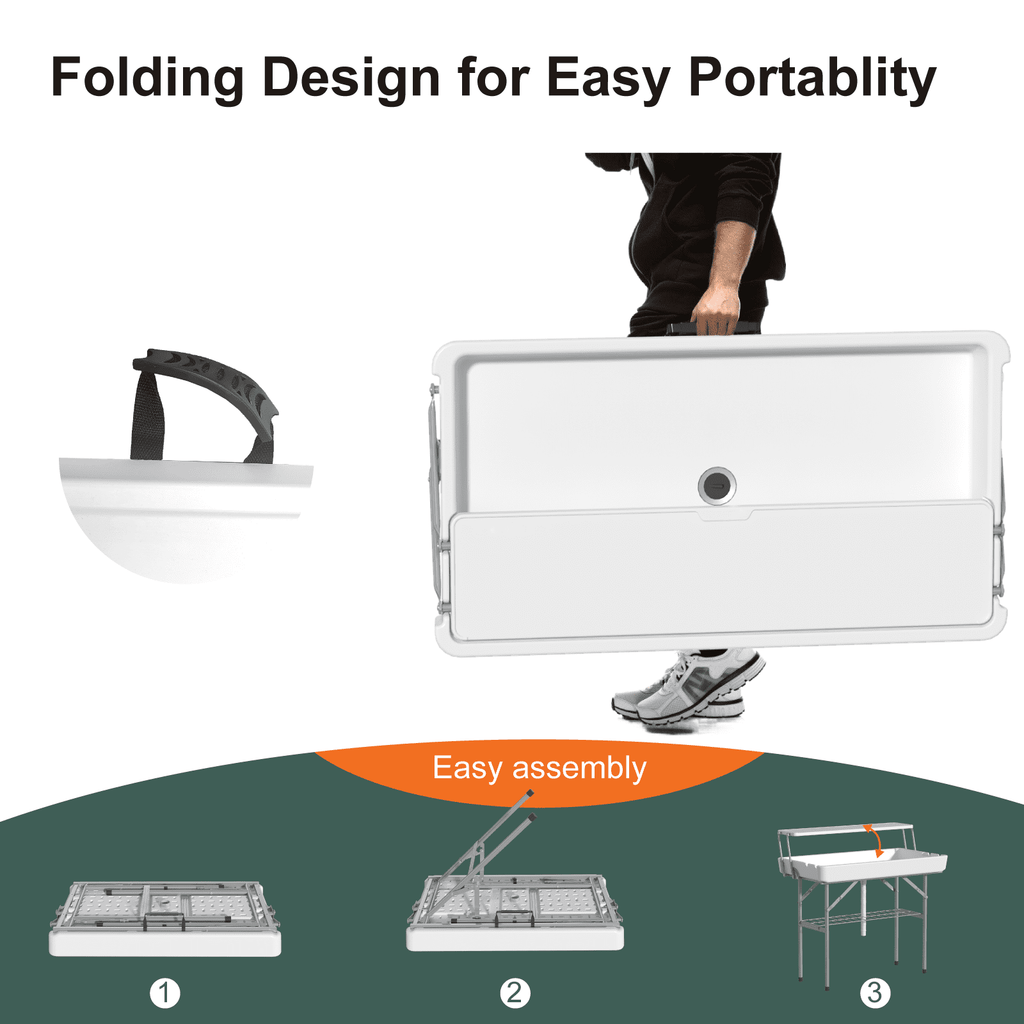 EVOKEDEN 42.5 Fish Cleaning Table w/ Sink, Folding Camping Table & Fish Cleaning Station w/ Measure Mark