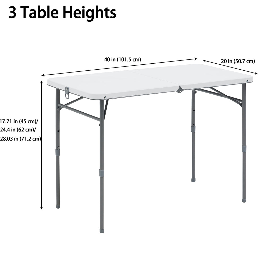 Mainstays 40 Adjustable Height Centerfold Folding Table, Black