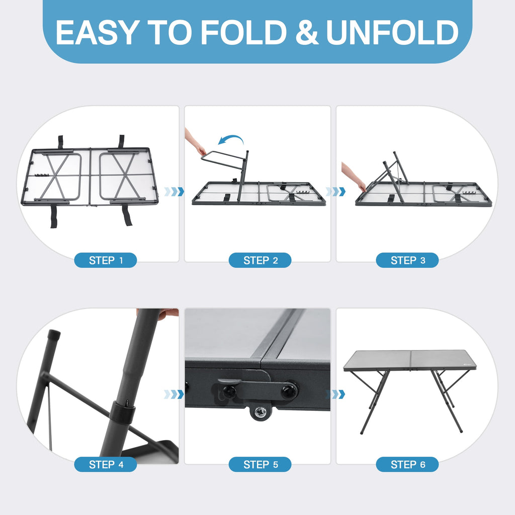 PORTAL Lightweight Folding Camping Table, Aluminum Roll Up Folding Square Table with Carry Bag for Picnic, Backyards, BBQ