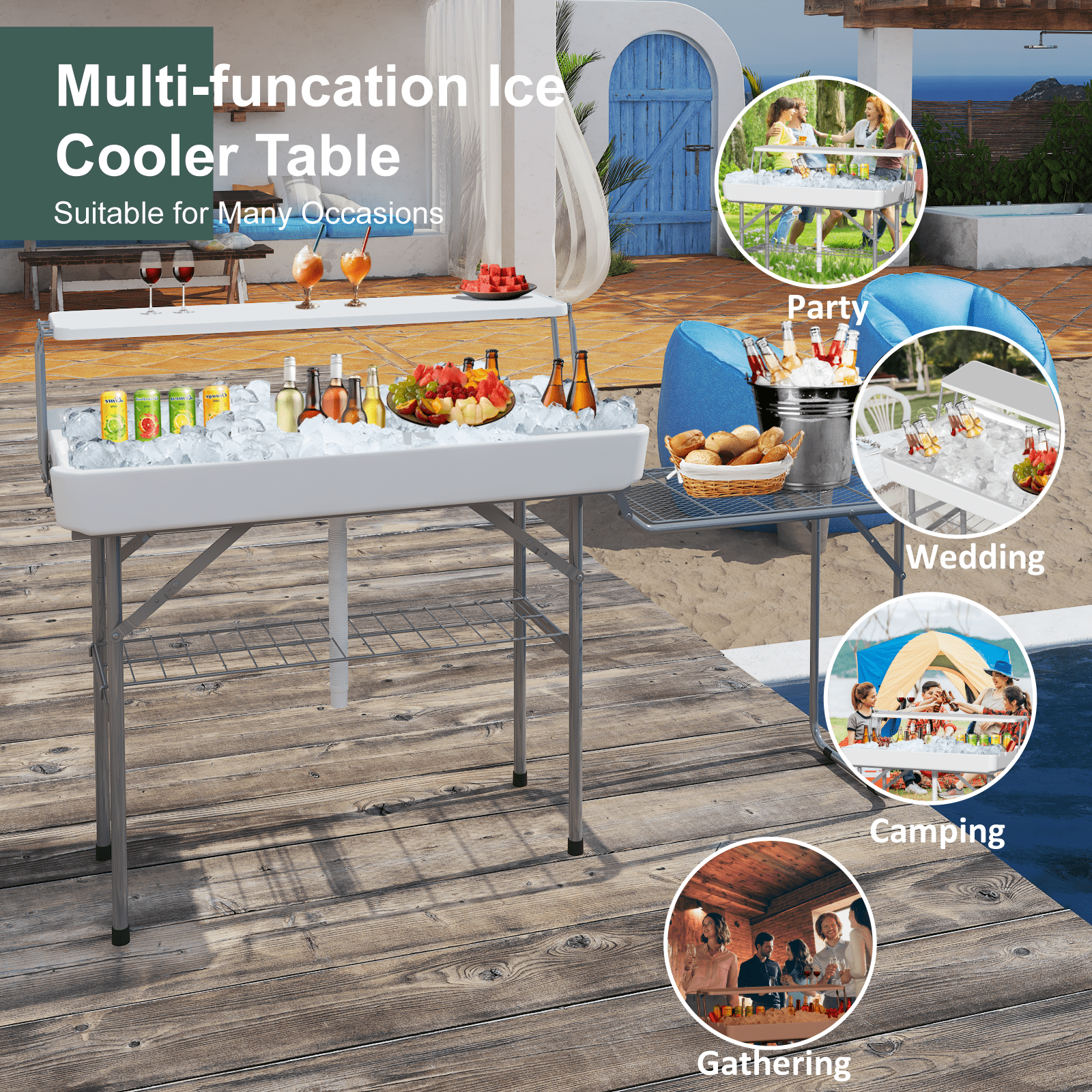 EVOKEDEN 42.5 Fish Cleaning Table w/ Sink, Folding Camping Table & Fish Cleaning Station w/ Measure Mark
