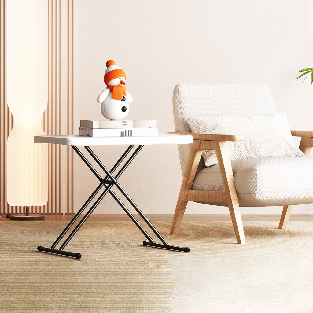 WASUHE 30 Small Folding Table, Height Adjustment Tv Tray Table, Practical Portable Tv Dinner Table for Eating, Sofa, Indoor/Outdoor, White