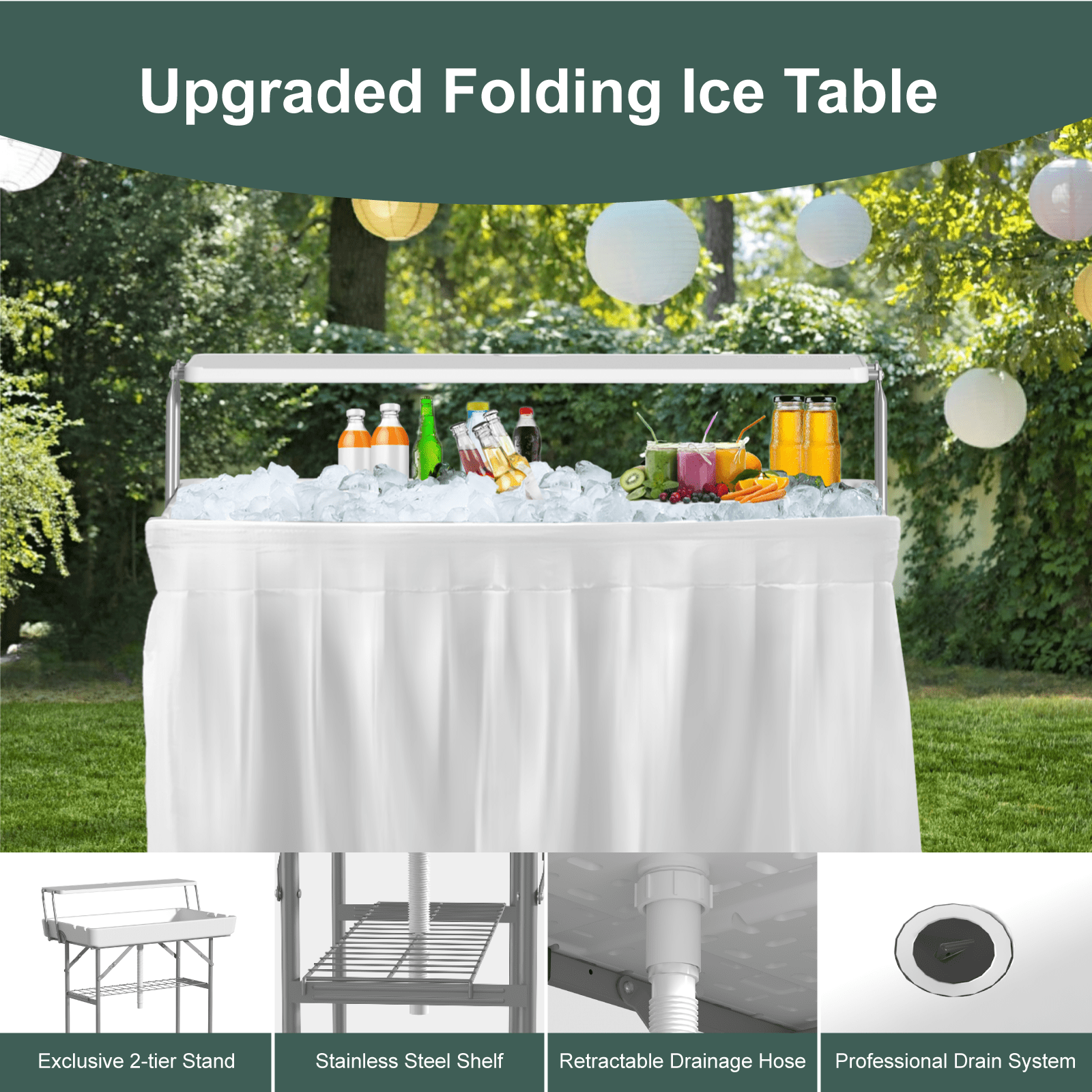EVOKEDEN 42.5 Fish Cleaning Table w/ Sink, Folding Camping Table & Fish Cleaning Station w/ Measure Mark