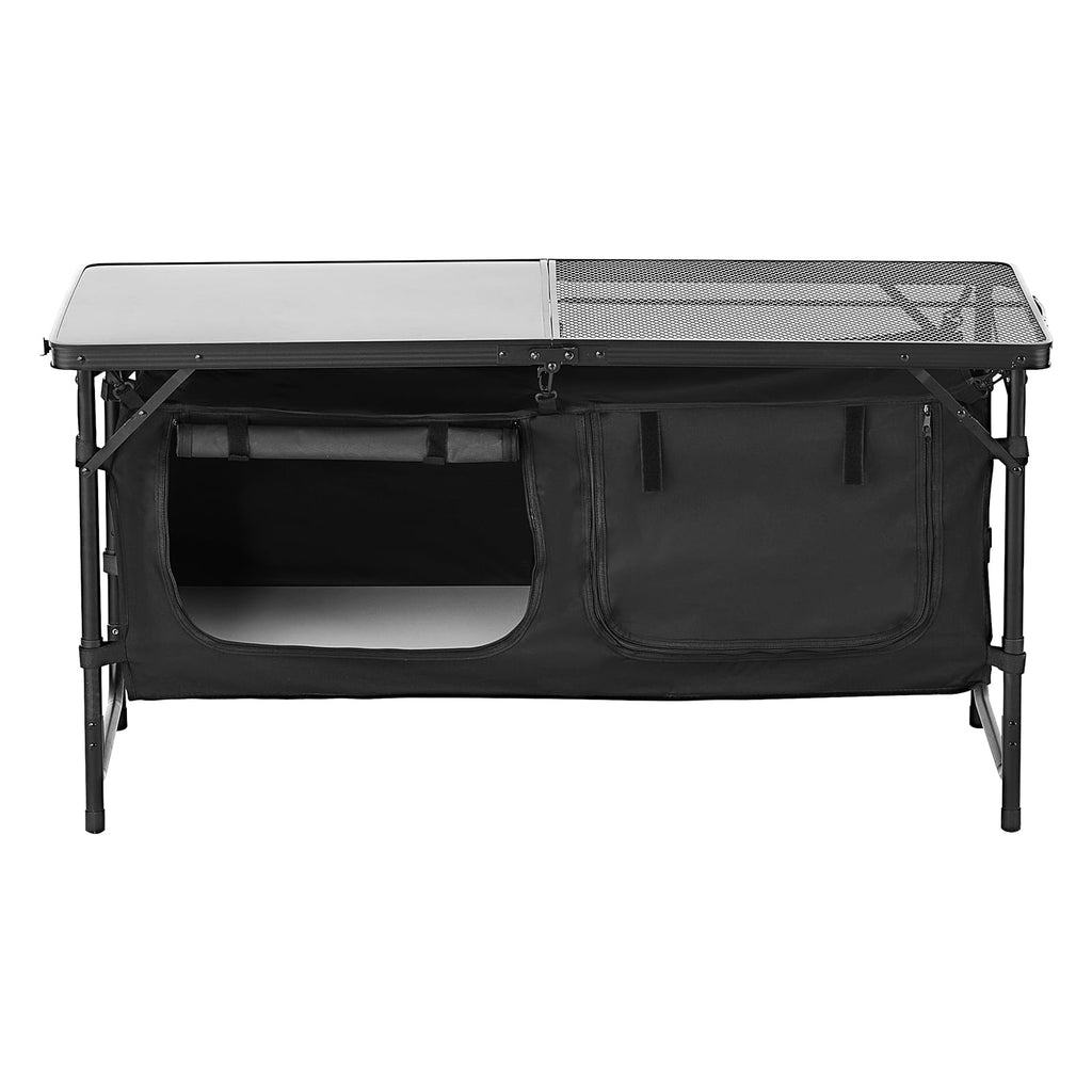 VEVOR Camping Kitchen Table, Quick set-up Folding Camping Table with A Carrying Bag, 3 Adjustable Heights, MDF Camping Table, Ideal for Outdoor Picnics, BBQs, Camping, RV Traveling
