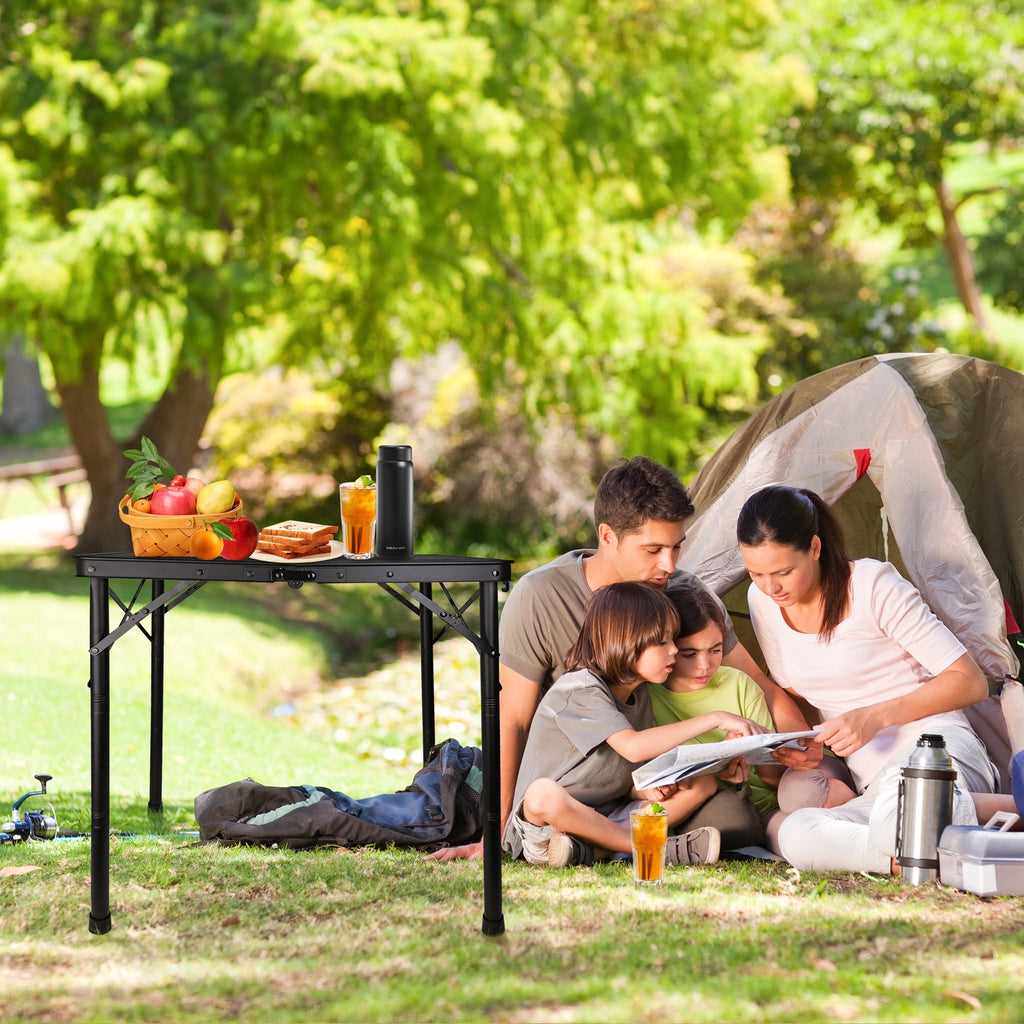OHHANI Folding Grill Table, 3 ft Portable Outdoor Bbq Picnic Table, Easy Storage for Camping, Black