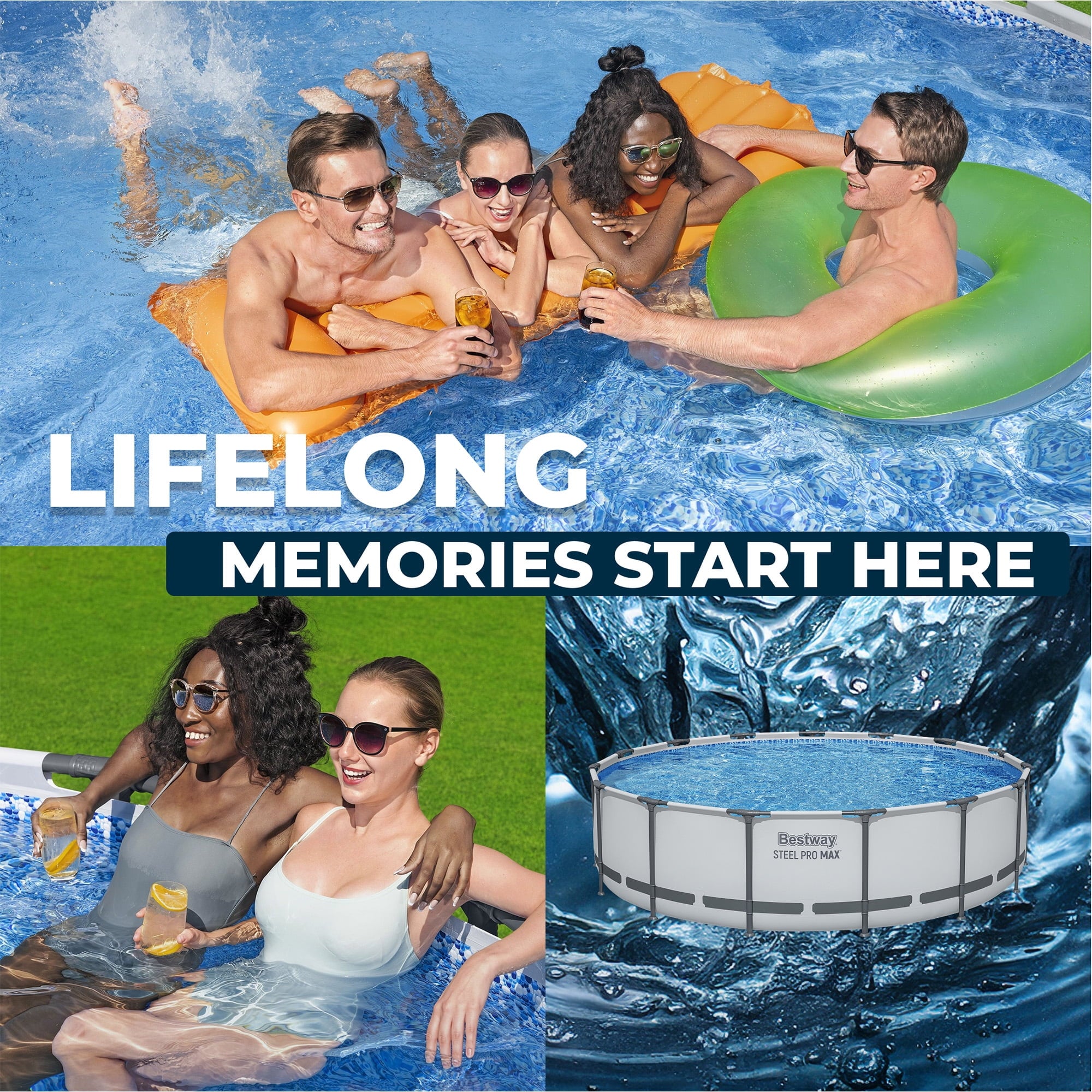 Bestway Steel Pro MAX 15'x42 Metal Frame Above Ground Pool Set w/ Pump, Ladder, & Cover