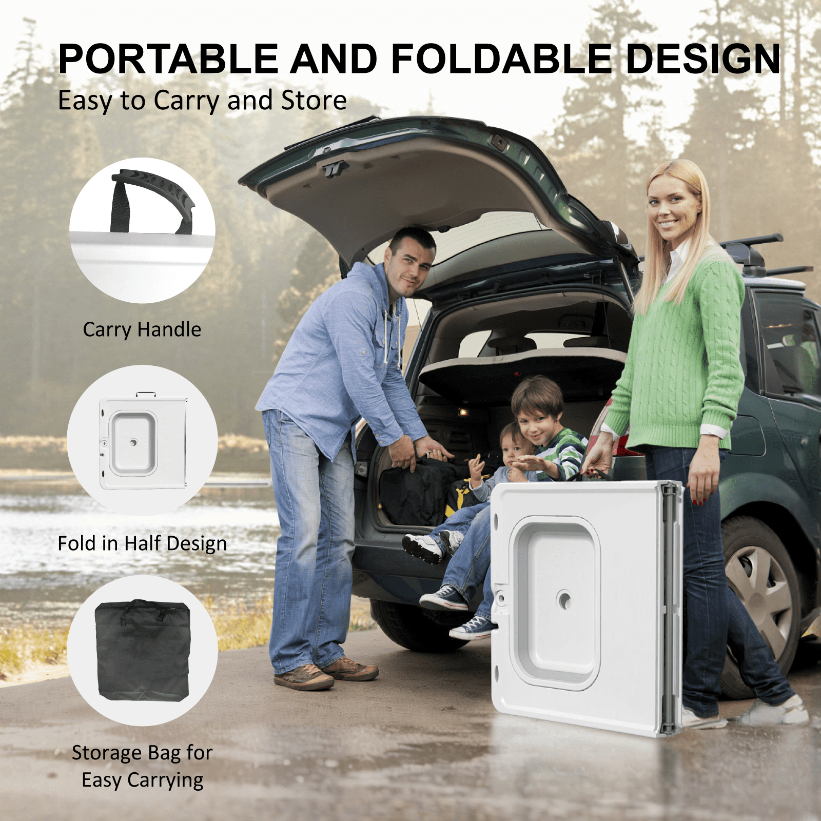 EVOKEDEN 42.5 Fish Cleaning Table w/ Sink, Folding Camping Table & Fish Cleaning Station w/ Measure Mark