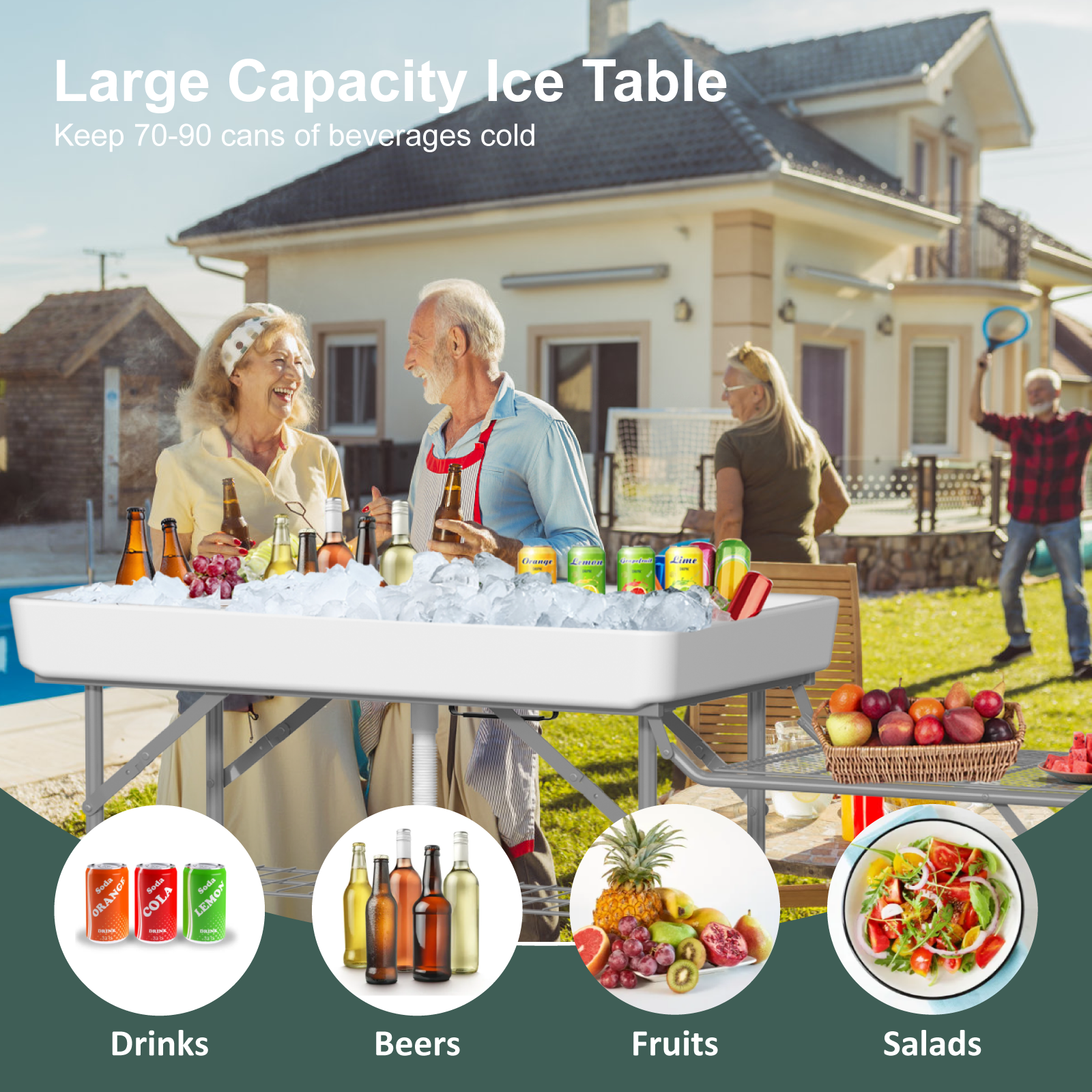 EVOKEDEN 42.5 Fish Cleaning Table w/ Sink, Folding Camping Table & Fish Cleaning Station w/ Measure Mark