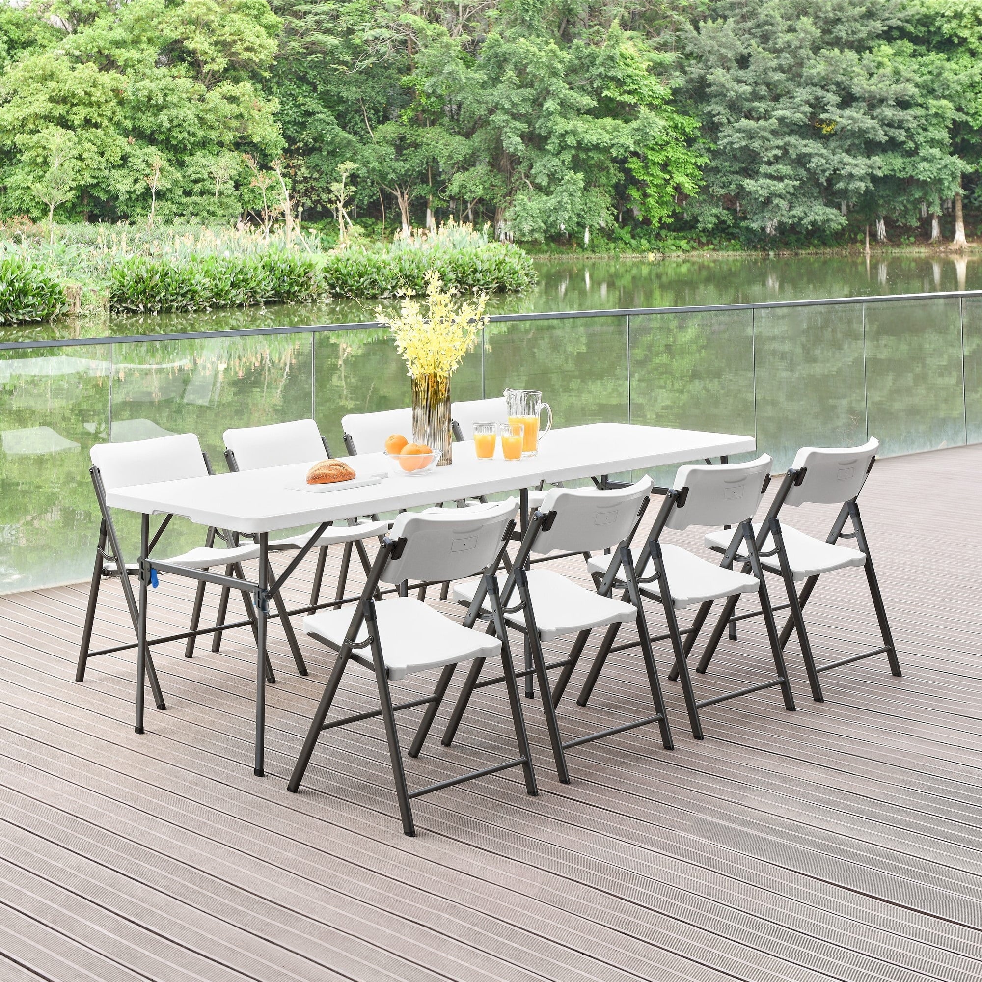 Mainstays 8' Rectangle Centerfold Folding Table, White