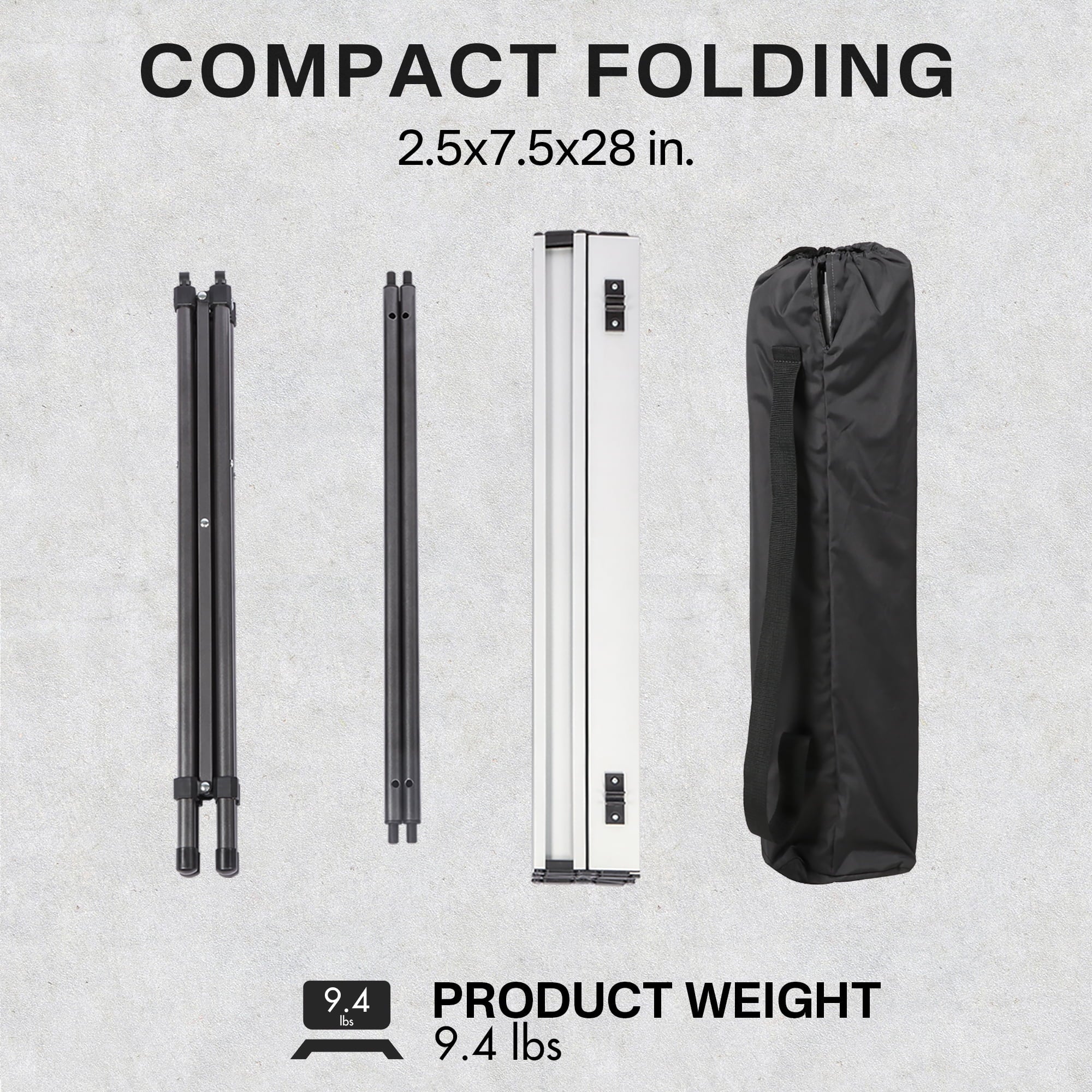 PORTAL Lightweight Folding Camping Table, Aluminum Roll Up Folding Square Table with Carry Bag for Picnic, Backyards, BBQ