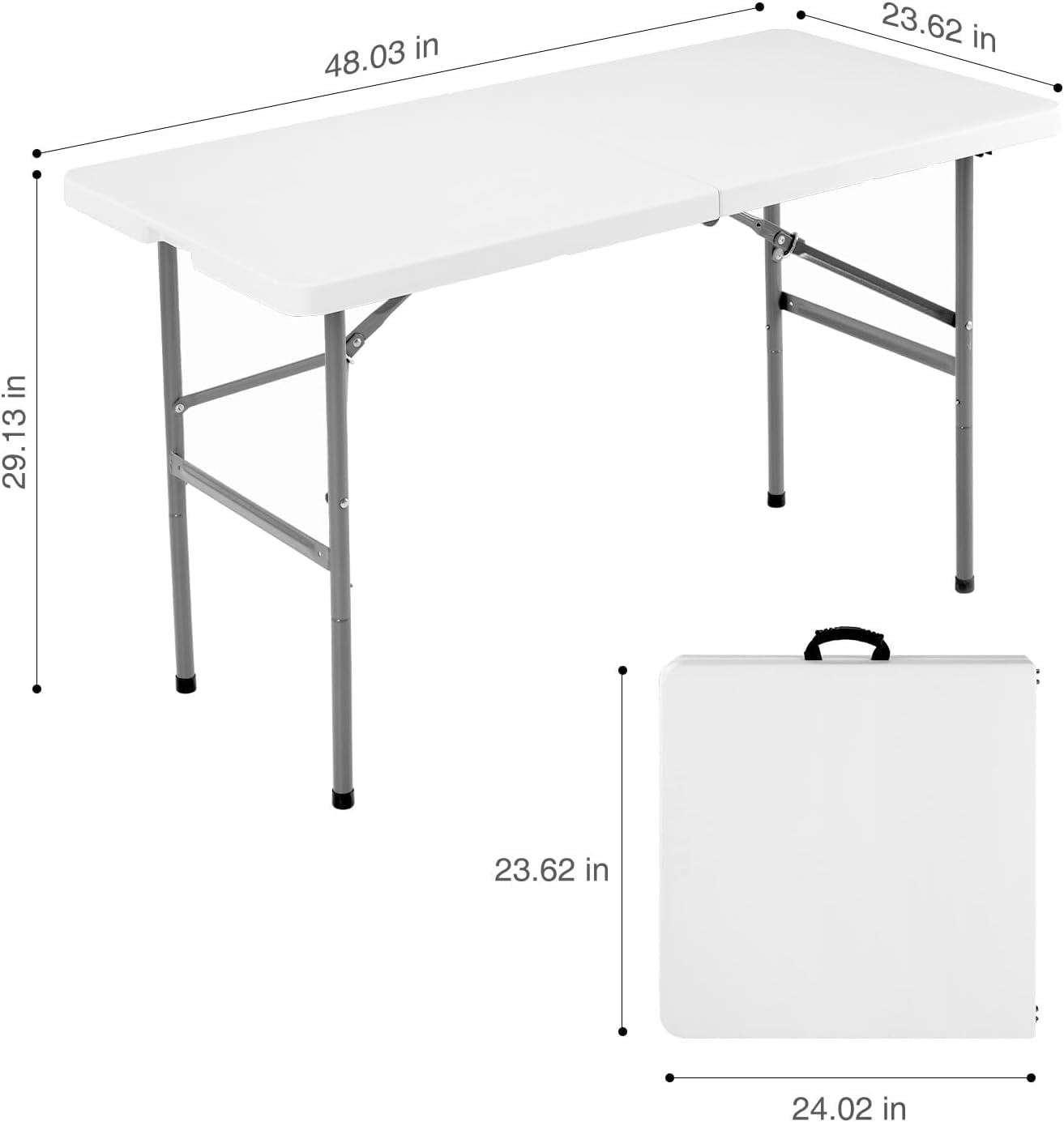 Blorly 6ft Folding Table, Outdoor Indoor Heavy Duty Portable Desk with Carrying Handle for Camping Picnic Party