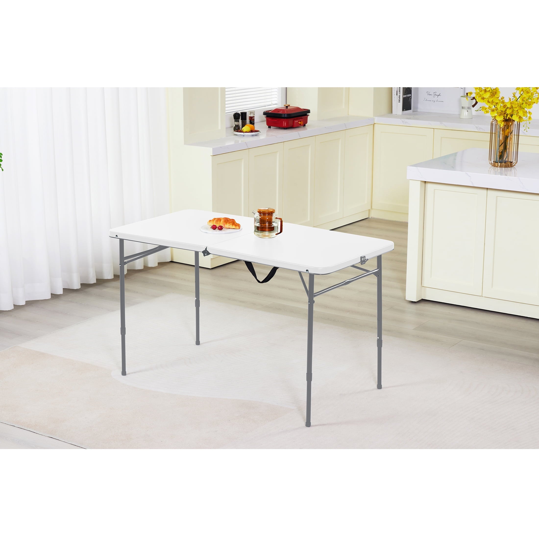 Mainstays 40 Adjustable Height Centerfold Folding Table, Black
