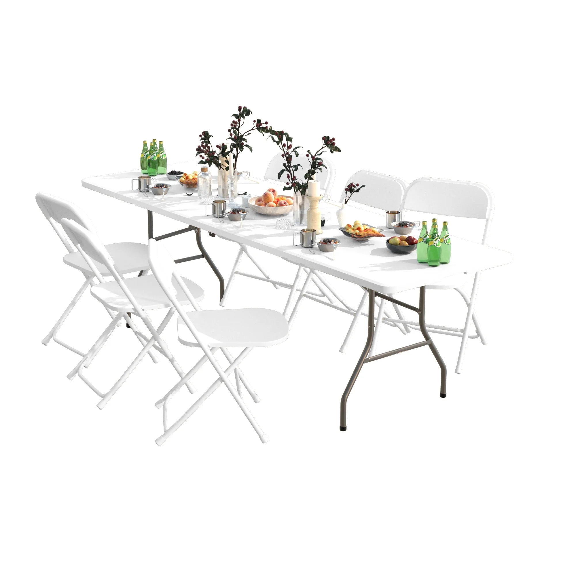 Jopath 6 Foot Folding Table,White Plastic Folding Table,Built-in Handle,Indoor Outdoor Table for Picnic Party Dining Camping,White