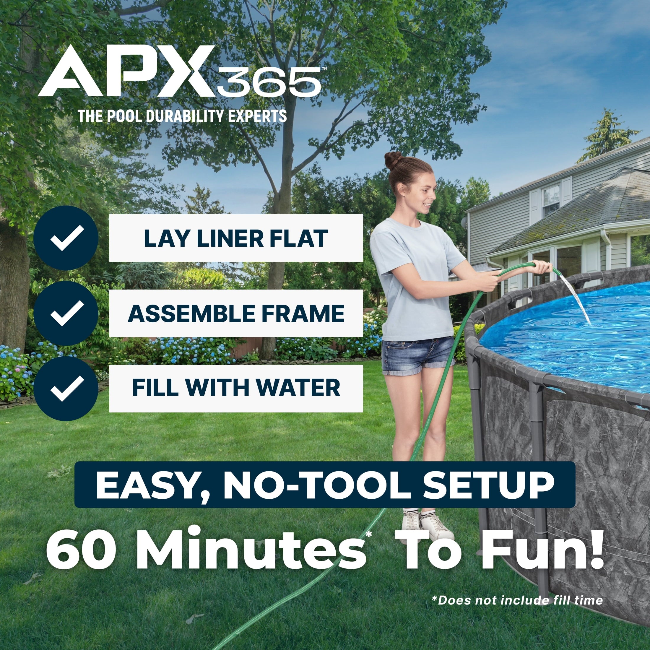 Bestway APX 365 18'x52 Metal Frame Above Ground Pool w/ Sand Filter Pump, Ladder & Cover