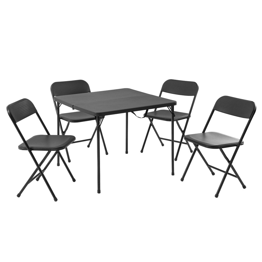 Mainstays 5-Piece 34 Square Centerfold Folding Card Table and 4 Folding Chairs Set, White