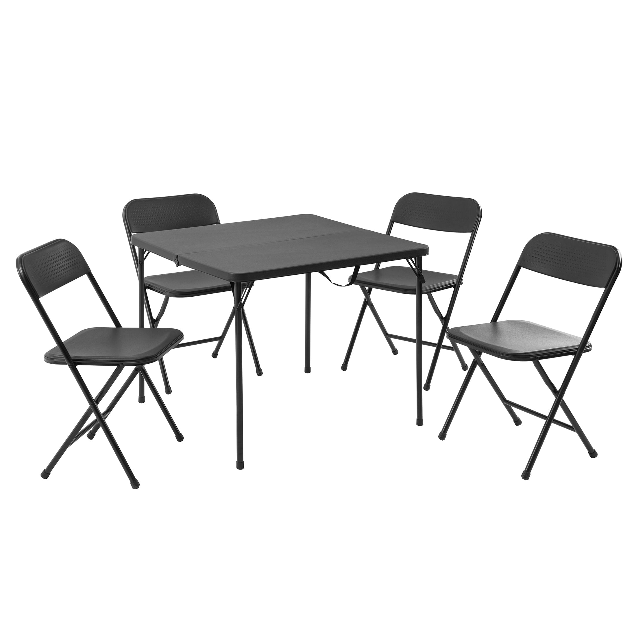Mainstays 5-Piece 34 Square Centerfold Folding Card Table and 4 Folding Chairs Set, White