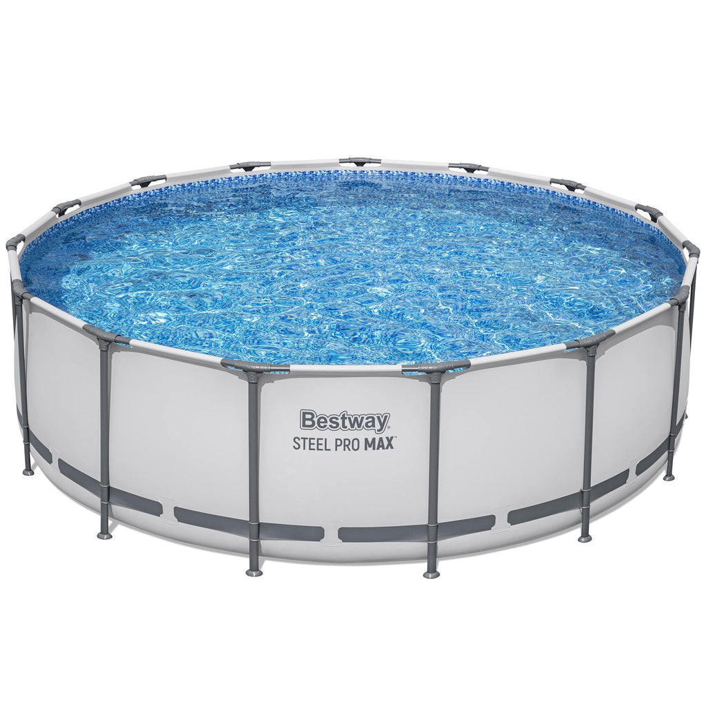 Bestway Steel Pro MAX 15' x 48 Prismatic Stone Pool Set| Durable Construction, Easy Assembly, and All-Inclusive Accessories - above ground pool set with filter pump, ladder, and pool cover