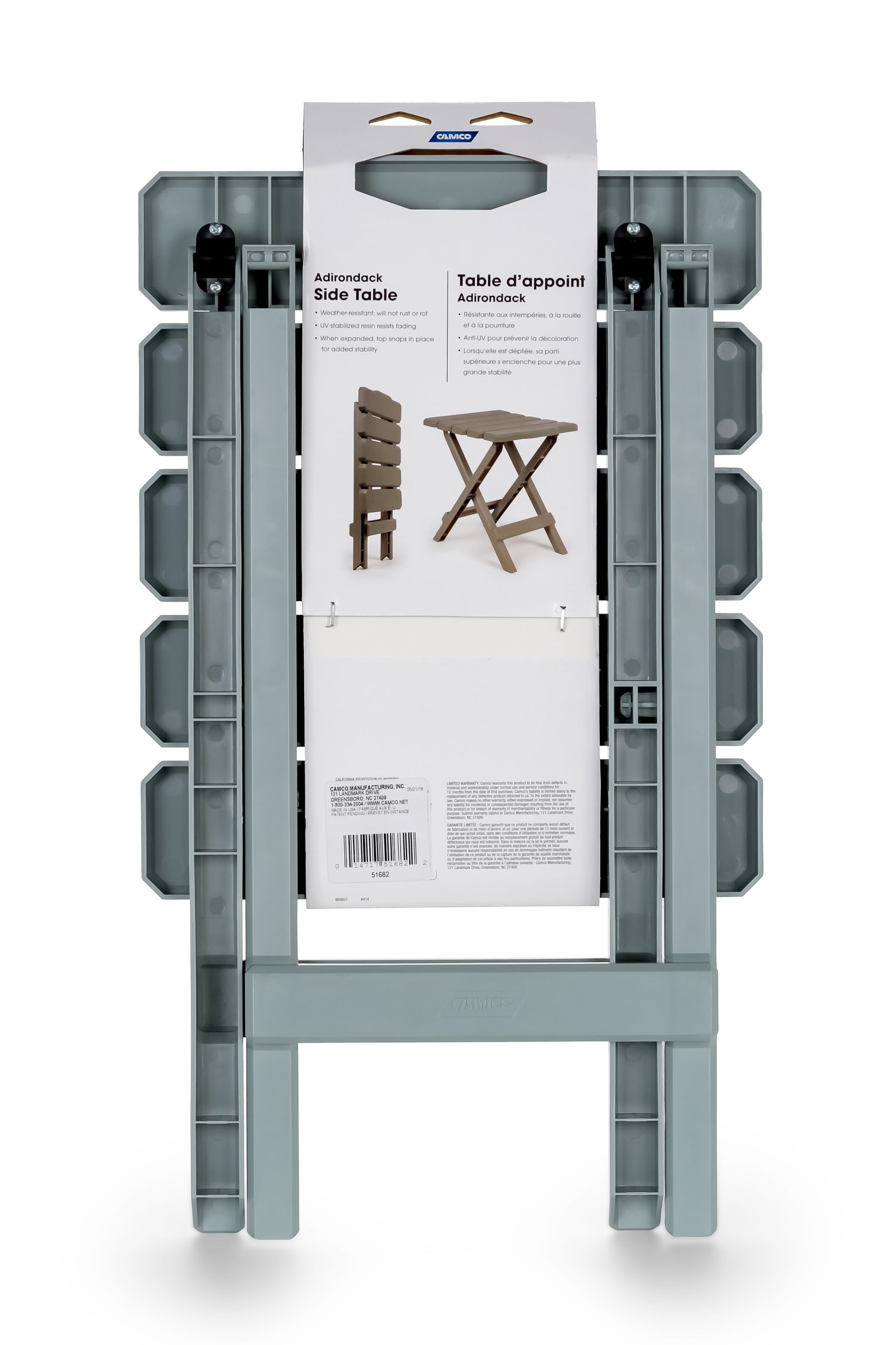 Camco Adirondack Table - Quick-Folding - Plastic, Mocha (51882)