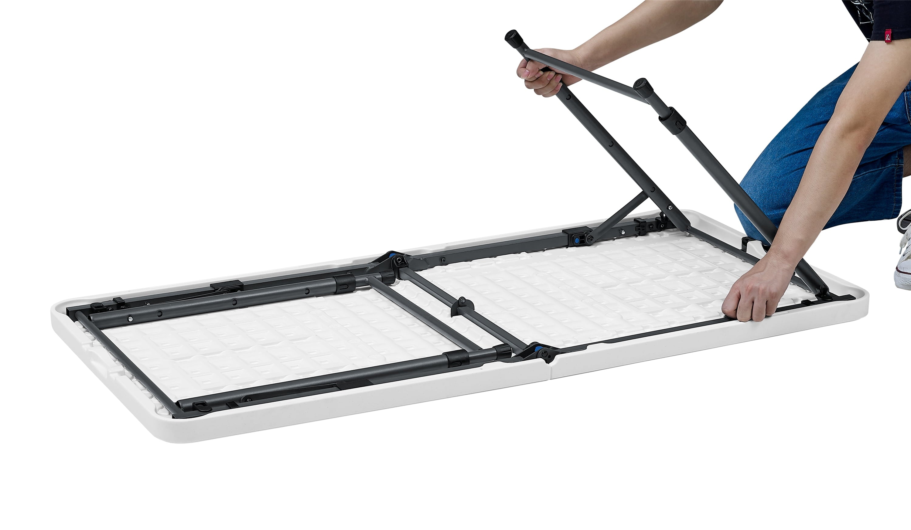 Mainstays 4' Adjustable Height Centerfold Folding Table, White