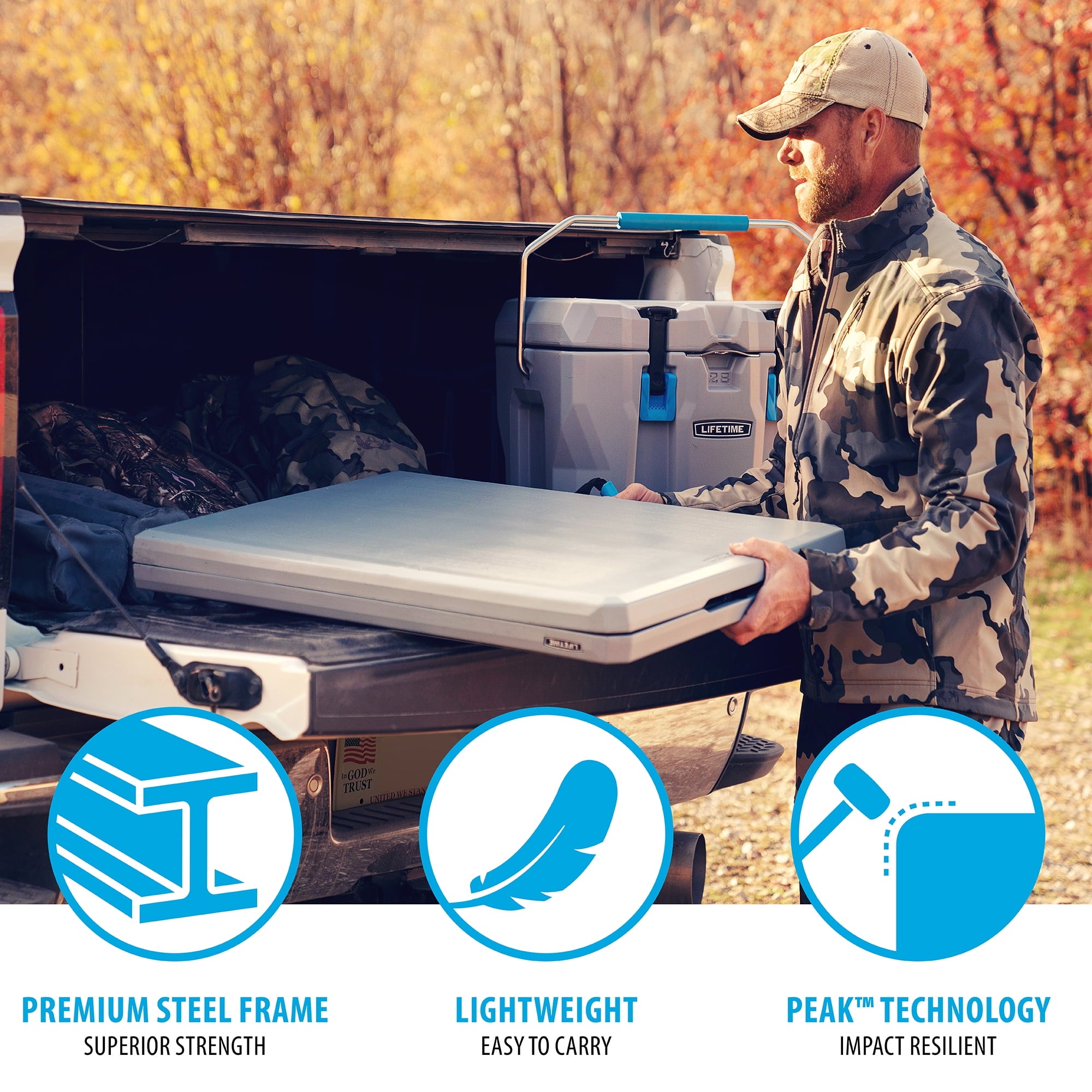 “Lifetime 5-Foot Fold-in-Half Table – Portable Indoor/Outdoor Utility Table for Camping, Events & Tailgating – Gray