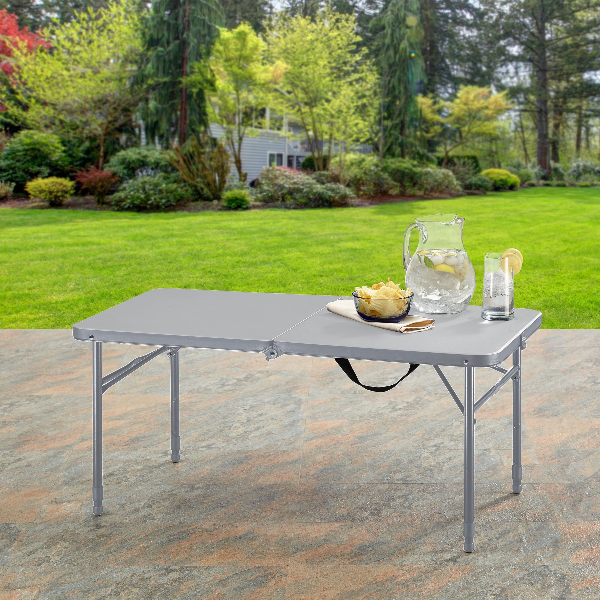 Mainstays 40 Adjustable Height Centerfold Folding Table, Black
