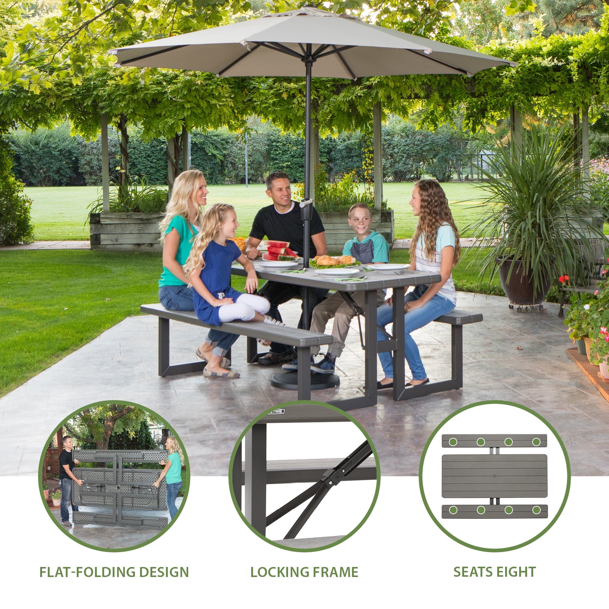 Lifetime 6-Foot Craftsman Outdoor Polyethylene Folding Picnic Table