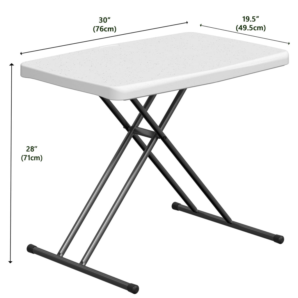 WASUHE 30 Small Folding Table, Height Adjustment Tv Tray Table, Practical Portable Tv Dinner Table for Eating, Sofa, Indoor/Outdoor, White