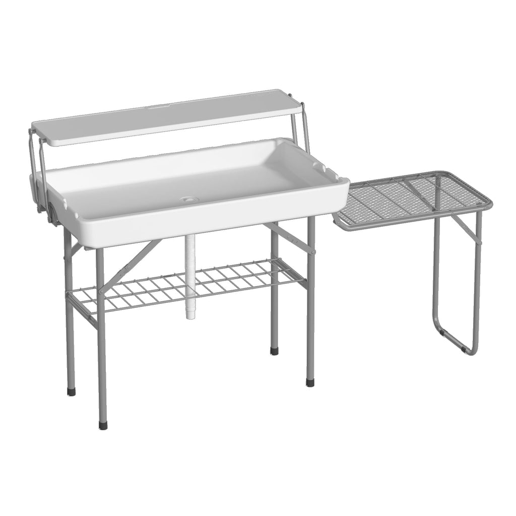 EVOKEDEN 42.5 Fish Cleaning Table w/ Sink, Folding Camping Table & Fish Cleaning Station w/ Measure Mark