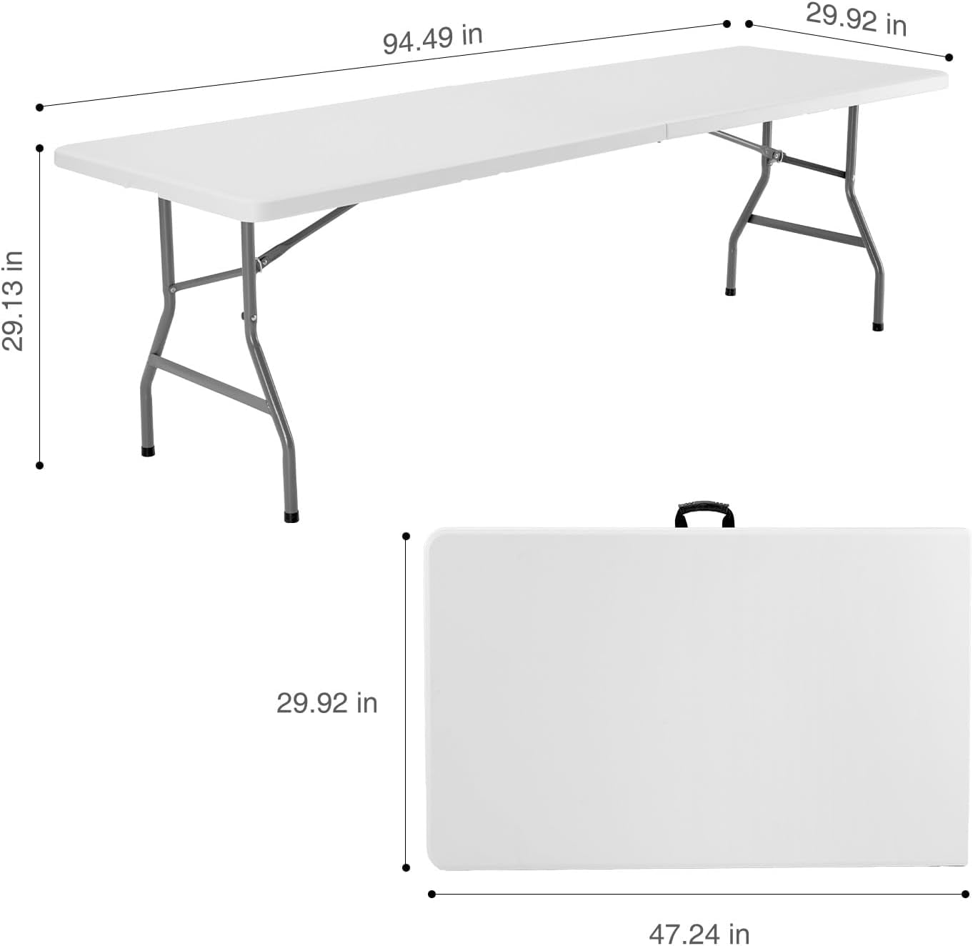 Blorly 6ft Folding Table, Outdoor Indoor Heavy Duty Portable Desk with Carrying Handle for Camping Picnic Party