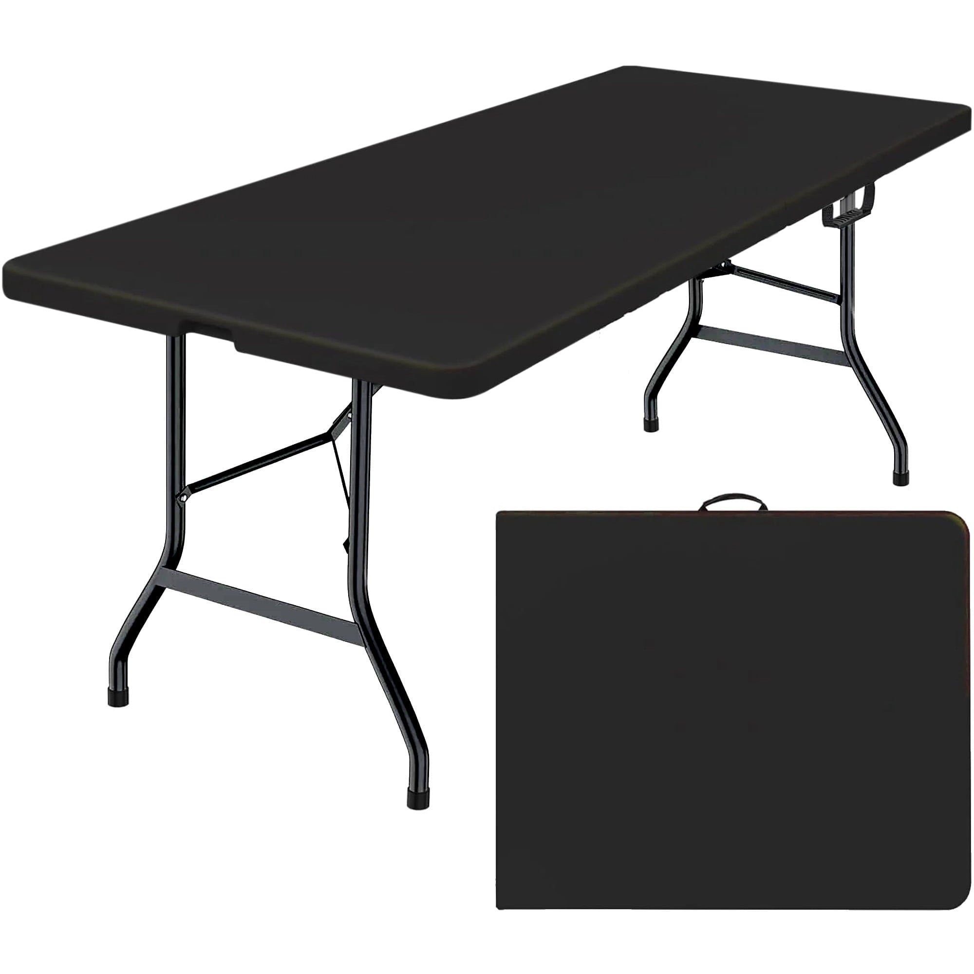 Leumius 6 Foot Folding Table,Fold-in-Half Plastic Table,Indoor Outdoor Picnic Party Dining Camp Tables,White