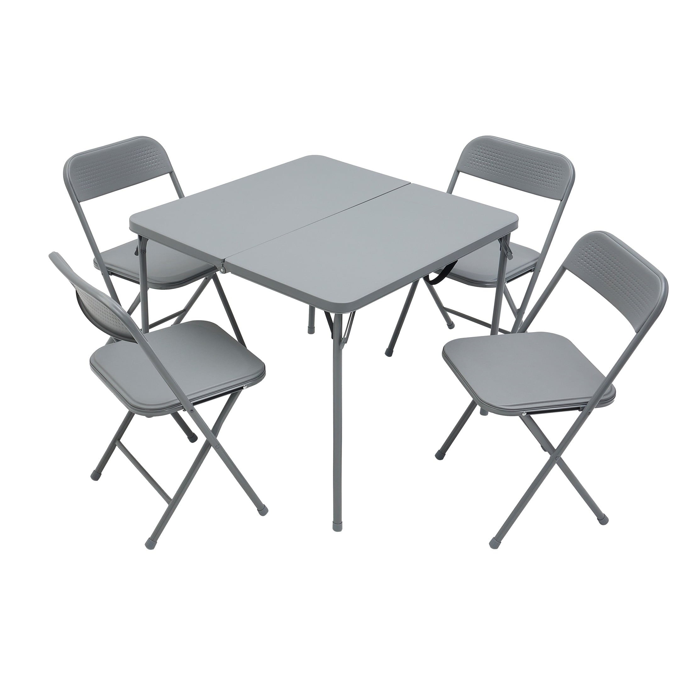 Mainstays 5-Piece 34 Square Centerfold Folding Card Table and 4 Folding Chairs Set, White