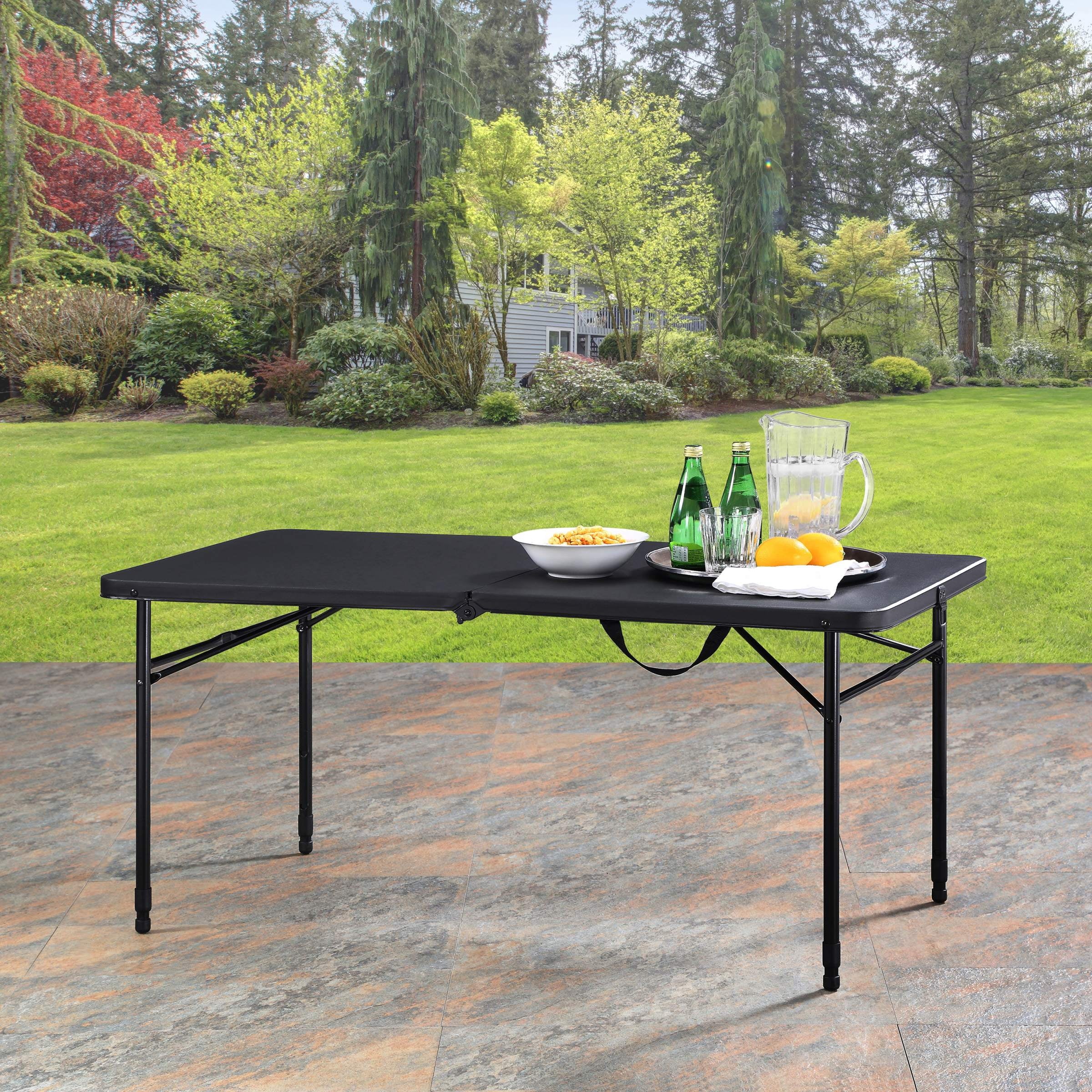 Mainstays 4' Adjustable Height Centerfold Folding Table, Black