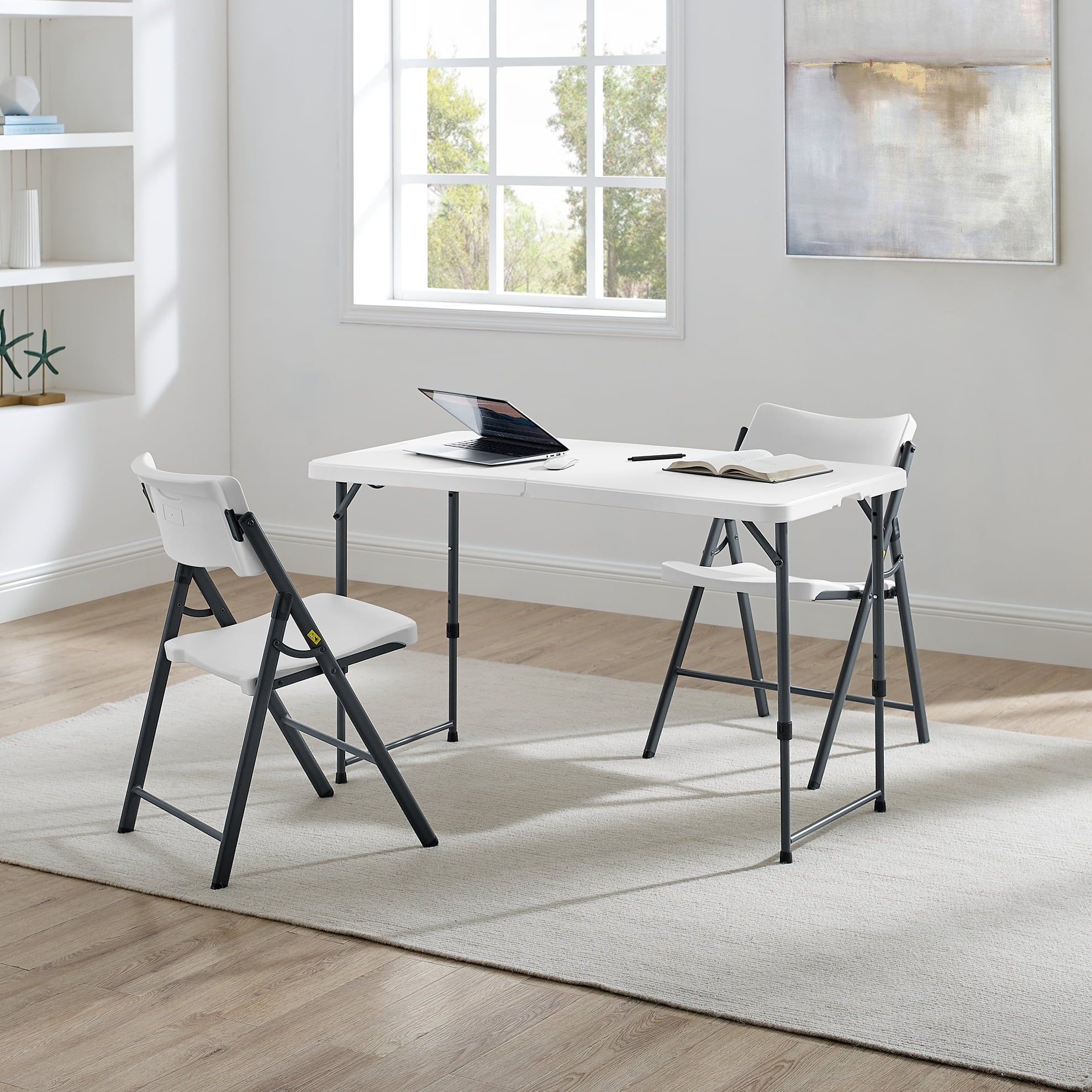 Mainstays 4' Adjustable Height Centerfold Folding Table, White