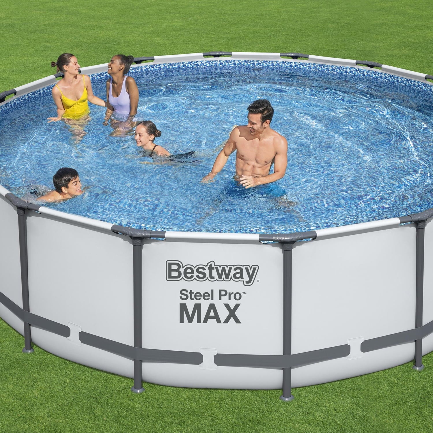 Bestway Steel Pro MAX 15’ x 48 Metal Frame Above Ground Pool, Blue, POOL ONLY