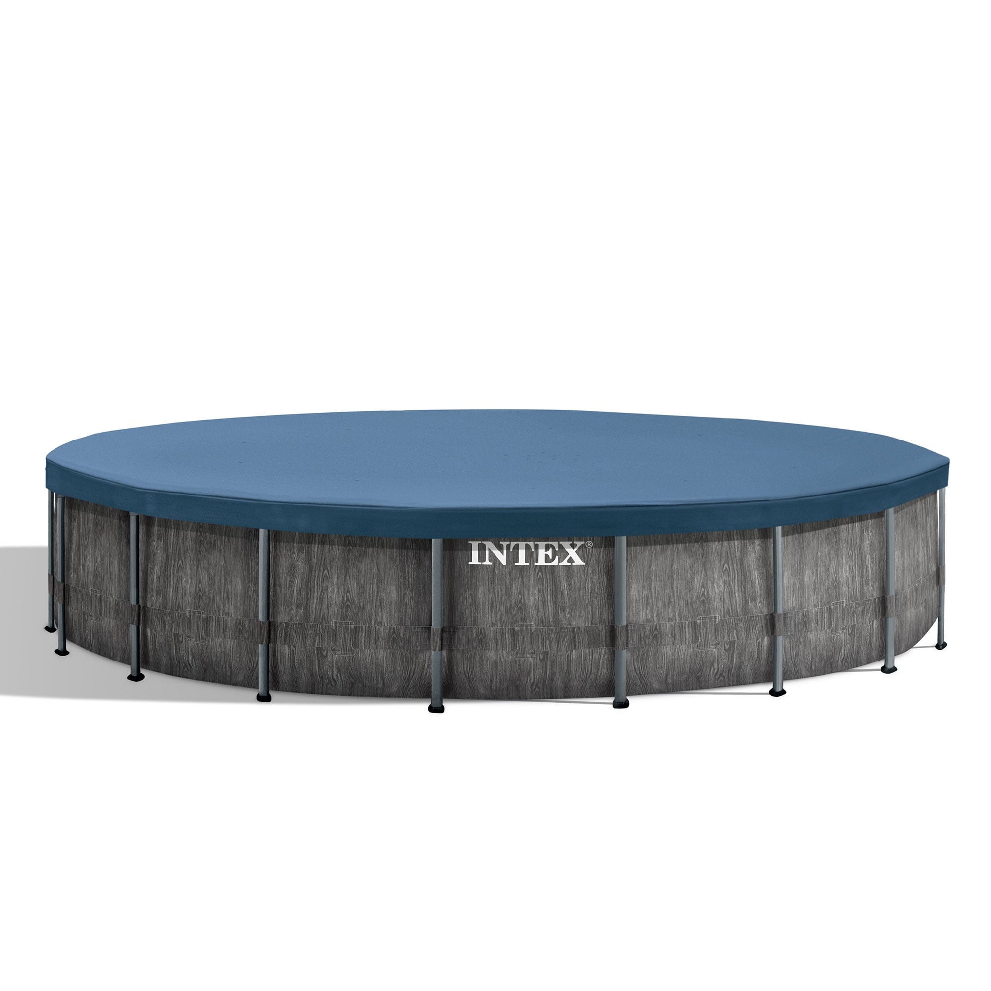 INTEX Round Prism Frame 15ft x 48in Above Ground Swimming Pool Set w/ Pump
