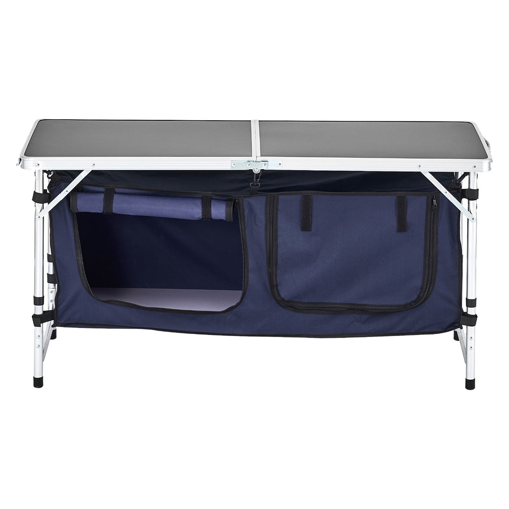 VEVOR Camping Kitchen Table, Quick set-up Folding Camping Table with A Carrying Bag, 3 Adjustable Heights, MDF Camping Table, Ideal for Outdoor Picnics, BBQs, Camping, RV Traveling