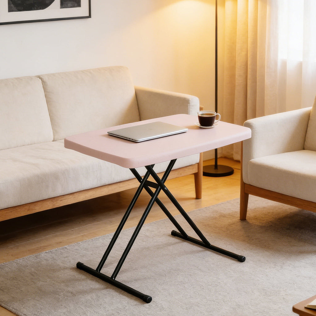 WASUHE 30 Small Folding Table, Height Adjustment Tv Tray Table, Practical Portable Tv Dinner Table for Eating, Sofa, Indoor/Outdoor, White