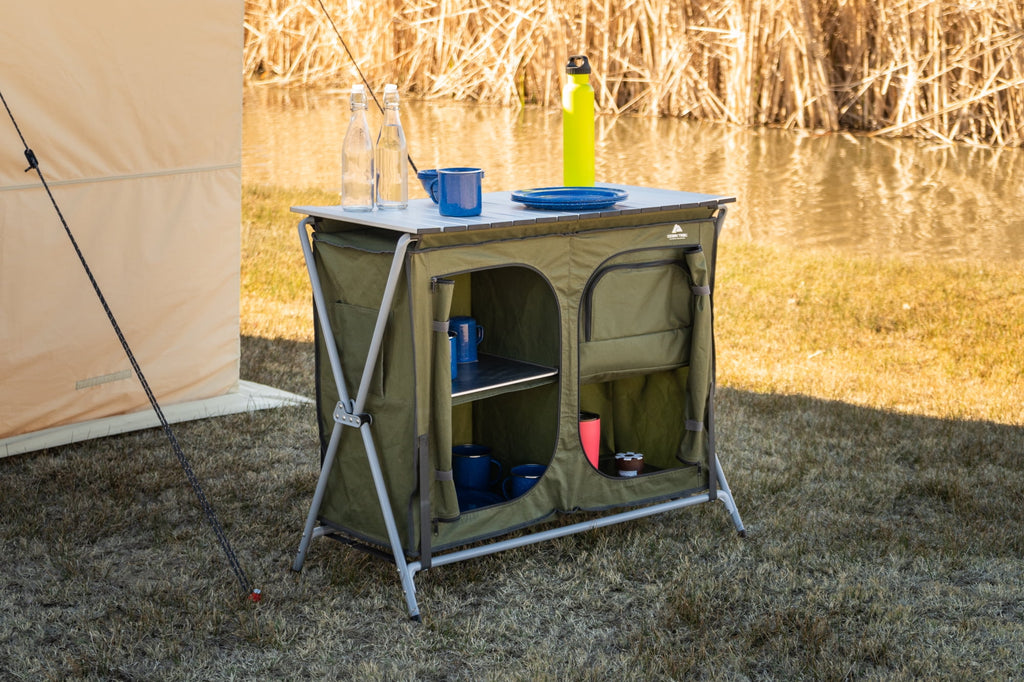 Ozark Trail Camping Table, Gray, 34.2Wx19.6Dx31.5H, New