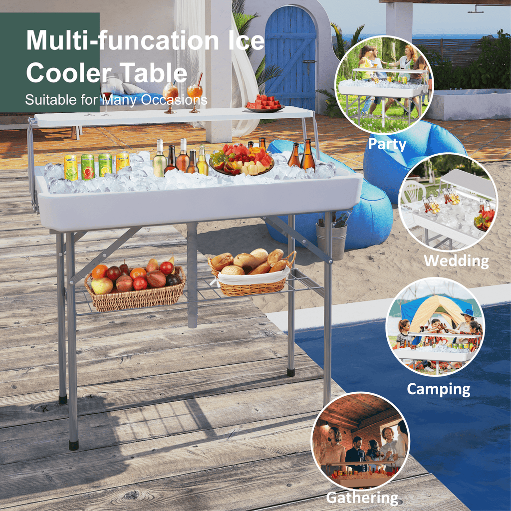 EVOKEDEN 42.5 Fish Cleaning Table w/ Sink, Folding Camping Table & Fish Cleaning Station w/ Measure Mark