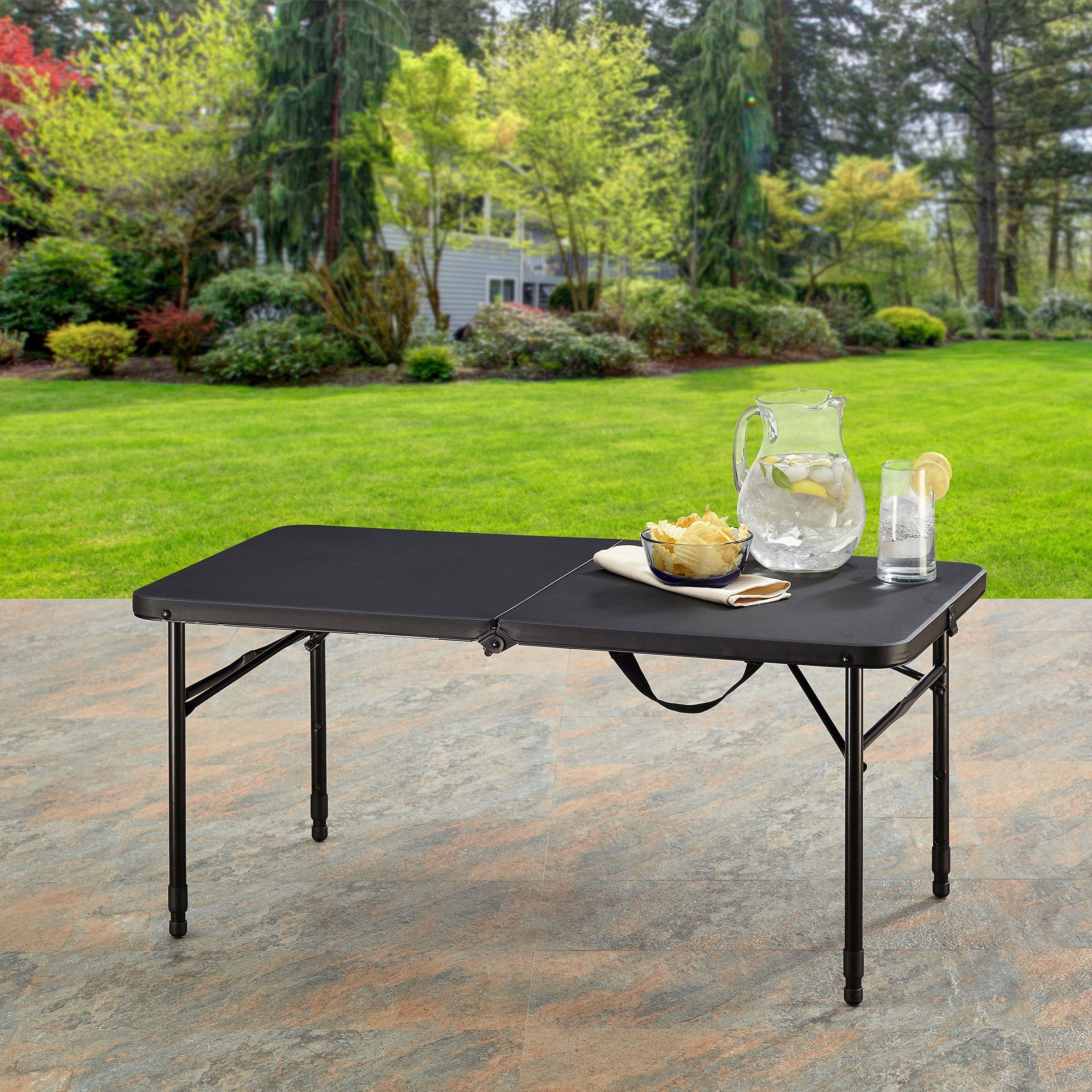 Mainstays 40 Adjustable Height Centerfold Folding Table, Black