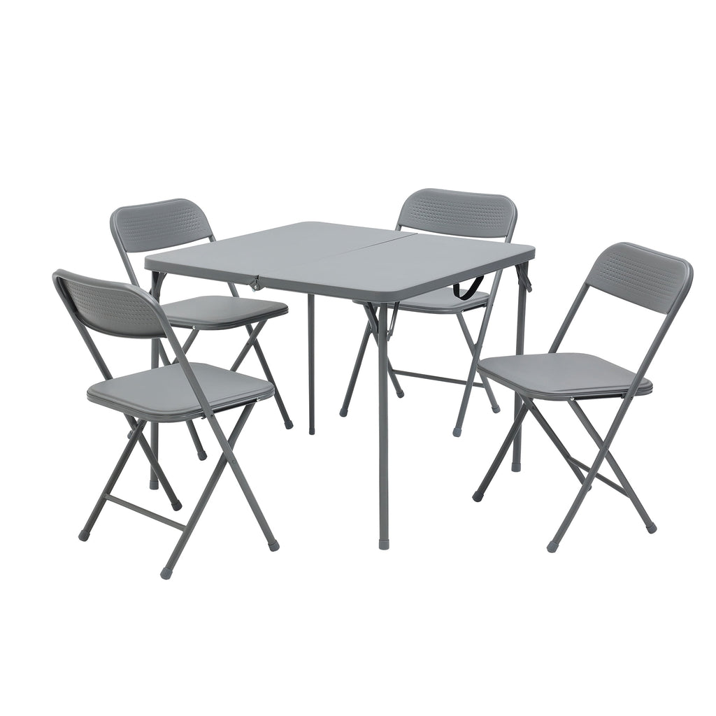 Mainstays 5-Piece 34 Square Centerfold Folding Card Table and 4 Folding Chairs Set, White