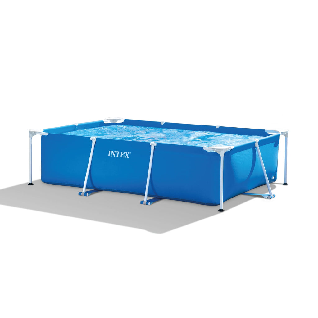 INTEX Rectangular Frame 9ft 10in x 29.5 Above Ground Swimming Pool with Flow Control Valve
